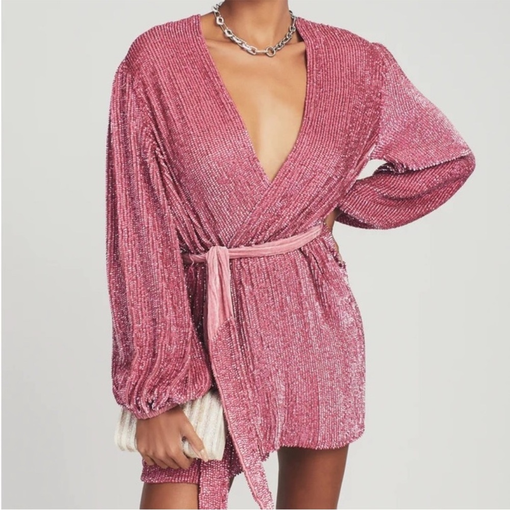 Retrofete Gabrielle Mini Dress in Sparkly Rose XS 💖